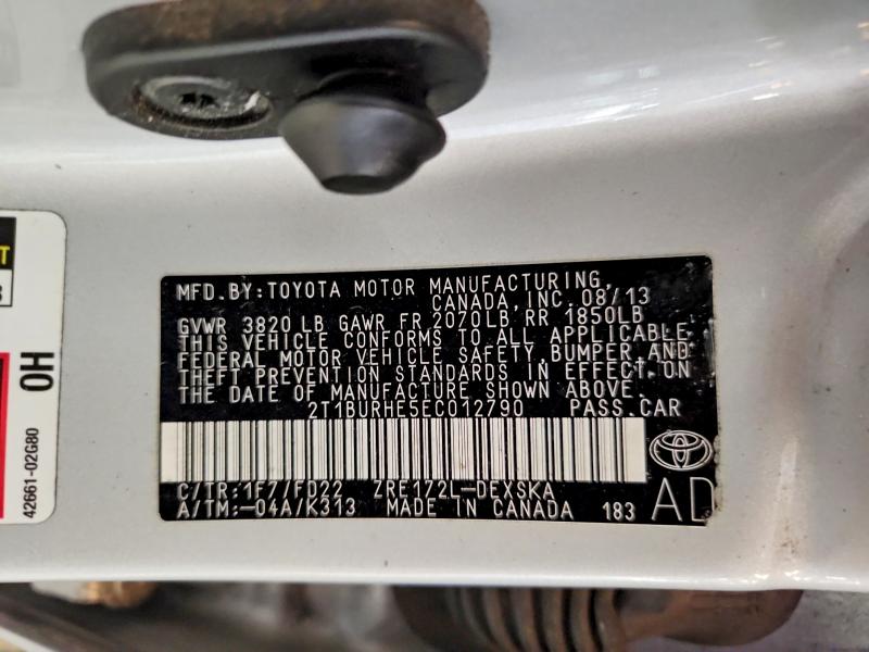 Продаж на аукціоні авто 2014 Toyota Corolla, vin: 2T1BURHE5EC012790, номер лоту: 63481926