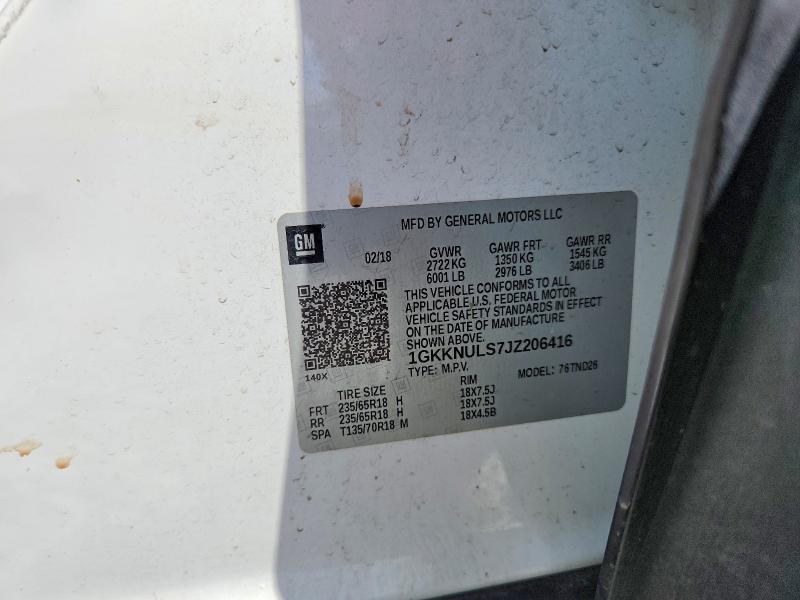 Aukcja sprzedaży 2018 Gmc Acadia, vin: 1GKKNULS7JZ206416, numer aukcji: 65410826