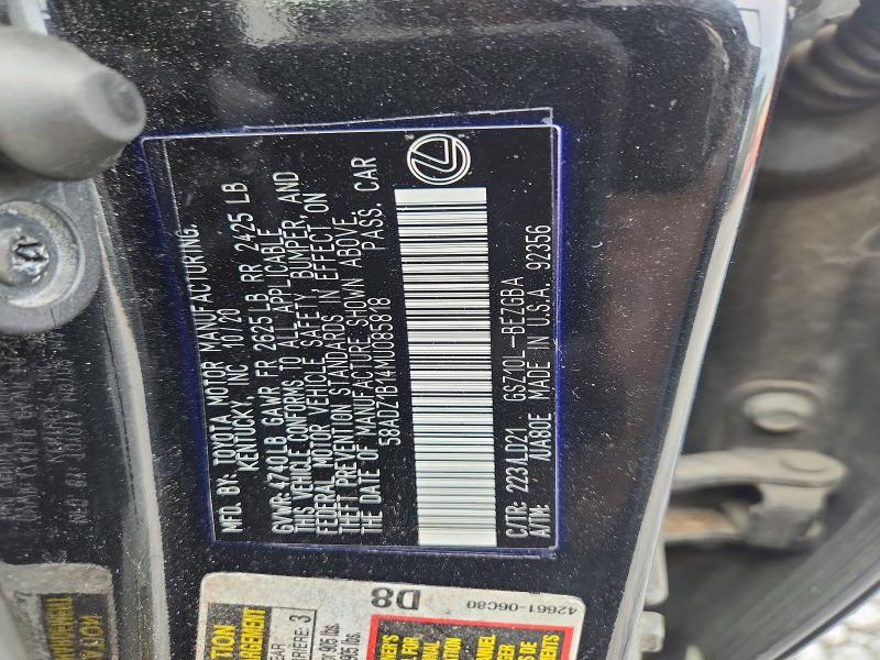 Aukcja sprzedaży 2021 Lexus Es 350, vin: 58ADZ1B14MU085818, numer aukcji: 61153266