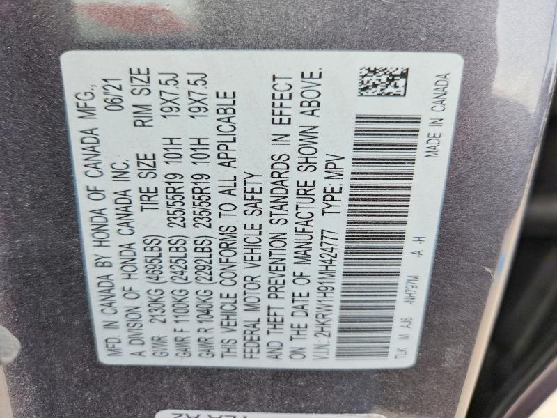 63706426 :رقم المزاد ، 2HKRW1H91MH424777 vin ، 2021 Honda Cr-v مزاد بيع