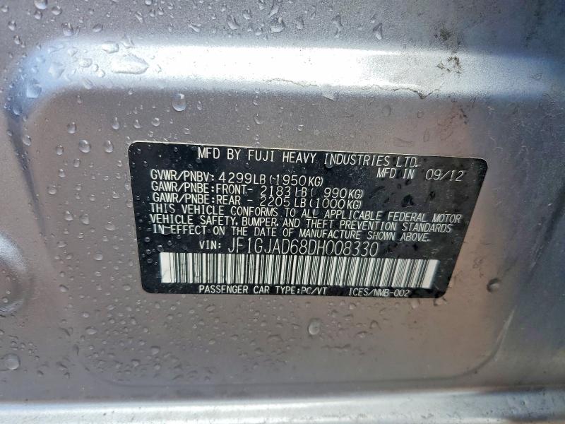 Aukcja sprzedaży 2013 Subaru Impreza, vin: JF1GJAD68DH008330, numer aukcji: 66466186