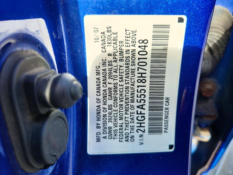 Продаж на аукціоні авто 2008 Honda Civic, vin: 2HGFA55518H701048, номер лоту: 64805666