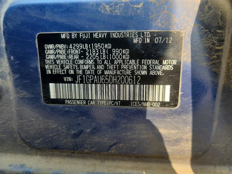 Aukcja sprzedaży 2013 Subaru Impreza, vin: JF1GPAU65DH200612, numer aukcji: 64139876