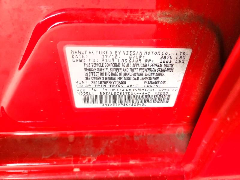 Auction sale of the 2019 Nissan Sentra, vin: 3N1AB7AP2KY203406, lot number: 63576486