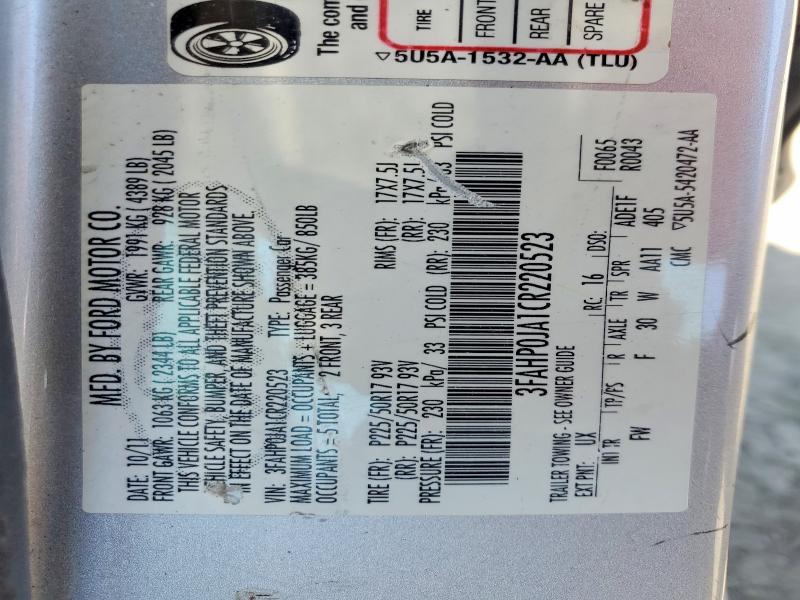 Aukcja sprzedaży 2012 Ford Fusion, vin: 3FAHP0JA1CR220523, numer aukcji: 64341236