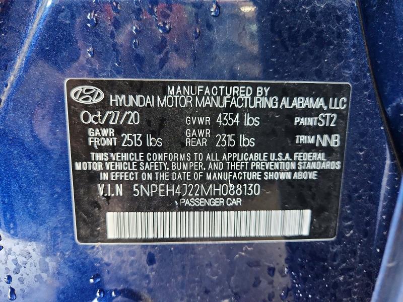 2021 Hyundai Sonata მანქანა იყიდება აუქციონზე, vin: 5NPEH4J22MH088130, აუქციონის ნომერი: 63553366
