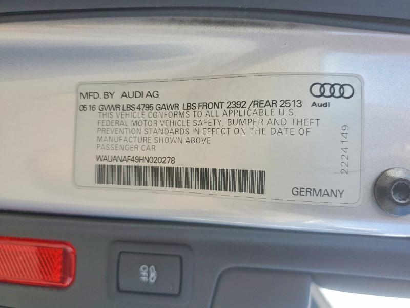 Aukcja sprzedaży 2017 Audi A4, vin: WAUANAF49HN020278, numer aukcji: 66966766