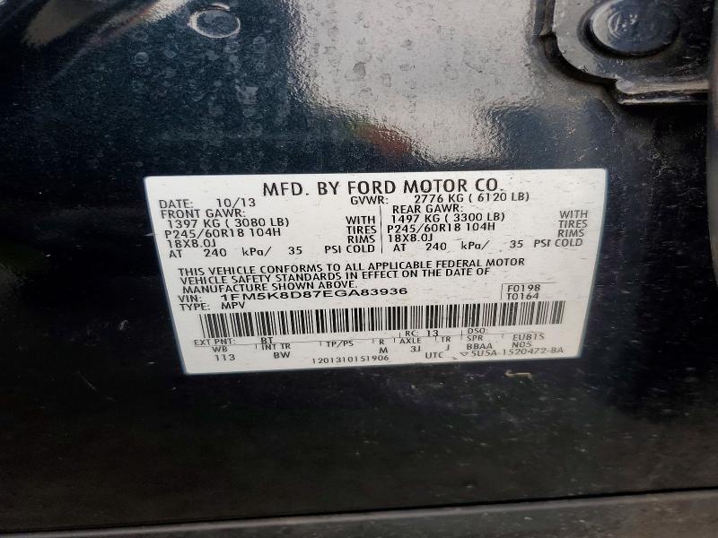 Auction sale of the 2014 Ford Explorer, vin: 1FM5K8D87EGA83936, lot number: 63799416