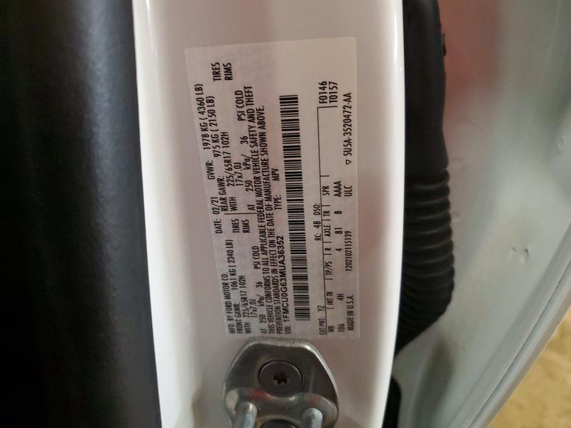 Продажа на аукционе авто 2021 Ford Escape, vin: 1FMCU0G63MUA36352, номер лота: 64255516