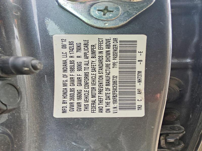 Продажа на аукционе авто 2012 Honda Civic, vin: 19XFB2F59CE086732, номер лота: 64107646