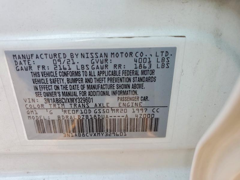 2021 Nissan Sentra მანქანა იყიდება აუქციონზე, vin: 3N1AB8CVXMY329601, აუქციონის ნომერი: 65684316