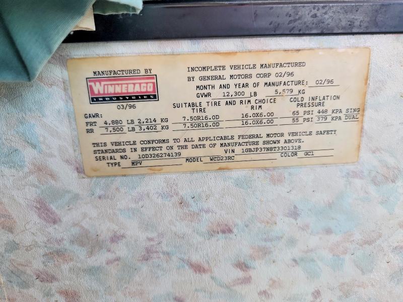 Aukcja sprzedaży 1996 Winnebago Unknown, vin: 1GBJP37N8T3301318, numer aukcji: 64280246