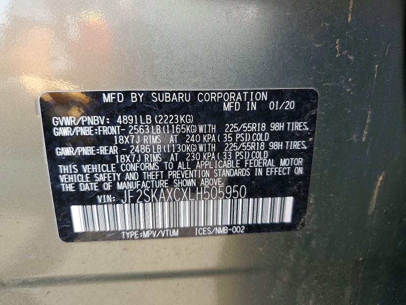 64969126 :رقم المزاد ، JF2SKAXCXLH505950 vin ، 2020 Subaru Forester مزاد بيع