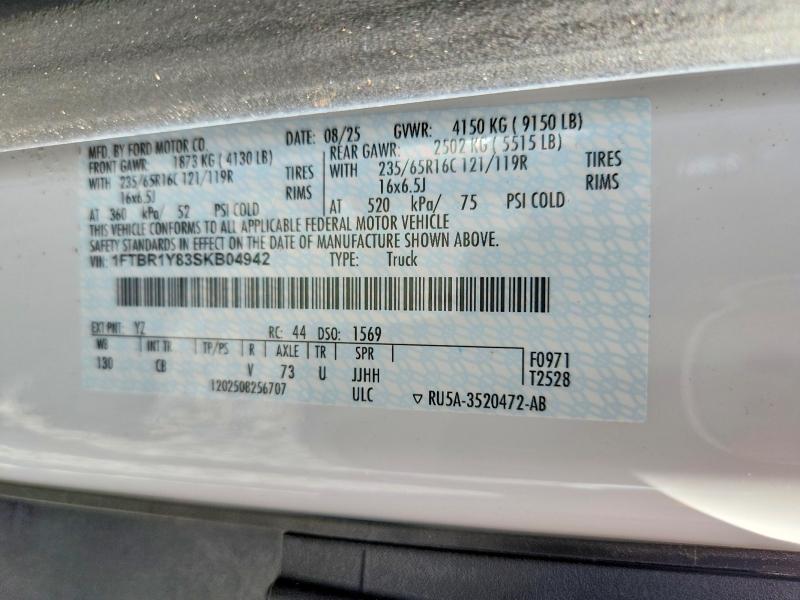 Aukcja sprzedaży 2025 Ford Transit, vin: 1FTBR1Y83SKB04942, numer aukcji: 64661136