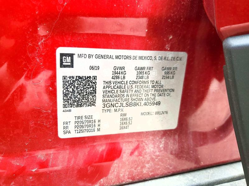 Продаж на аукціоні авто 2019 Chevrolet Trax, vin: 3GNCJLSB8KL405949, номер лоту: 64901766