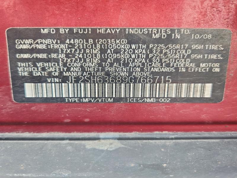 Продаж на аукціоні авто 2009 Subaru Forester, vin: JF2SH63689G766715, номер лоту: 67065456