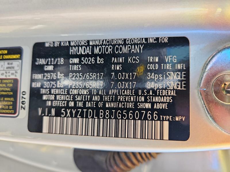 Продажа на аукционе авто 2018 Hyundai Santa Fe Sport, vin: 5XYZTDLB8JG560766, номер лота: 64907086