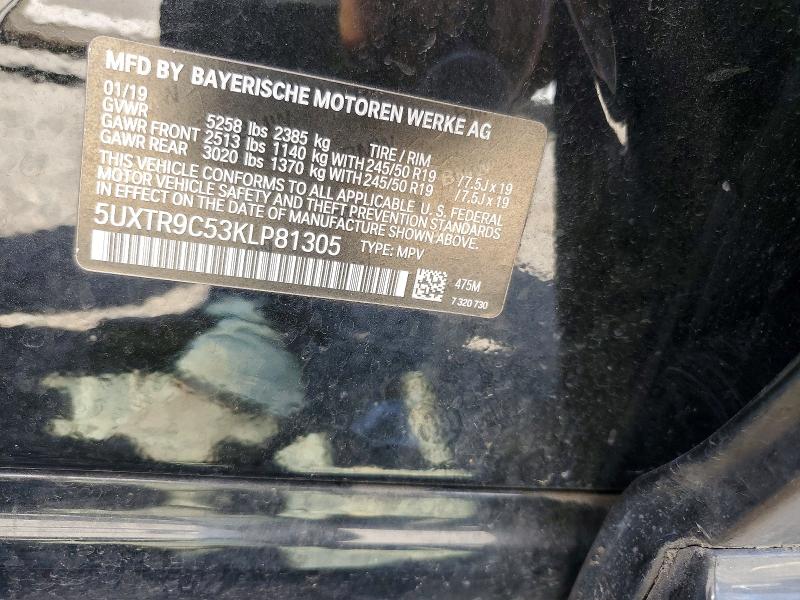 63519146 :رقم المزاد ، 5UXTR9C53KLP81305 vin ، 2019 Bmw X3 مزاد بيع