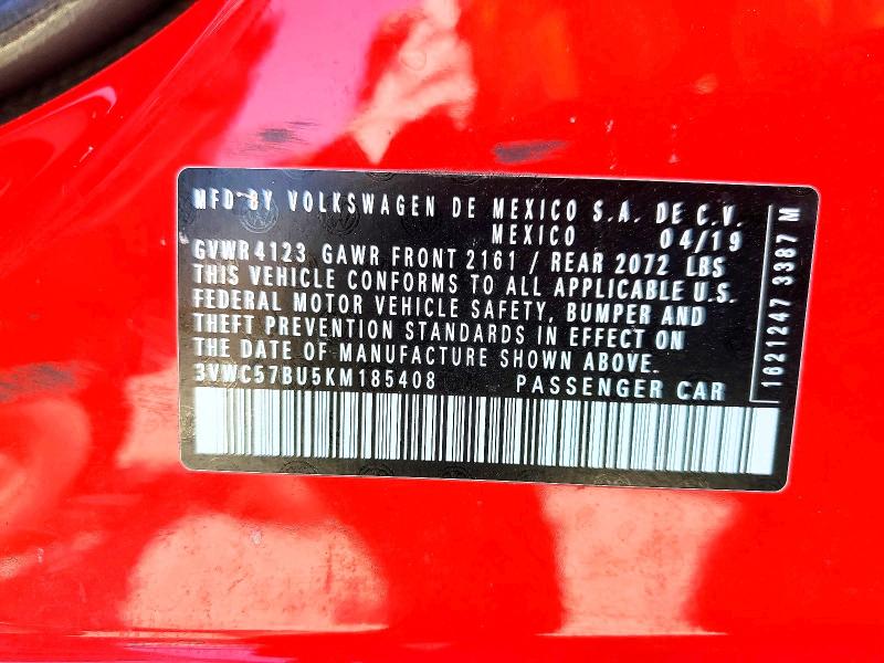 Продаж на аукціоні авто 2019 Volkswagen Jetta, vin: 3VWC57BU5KM185408, номер лоту: 65010036