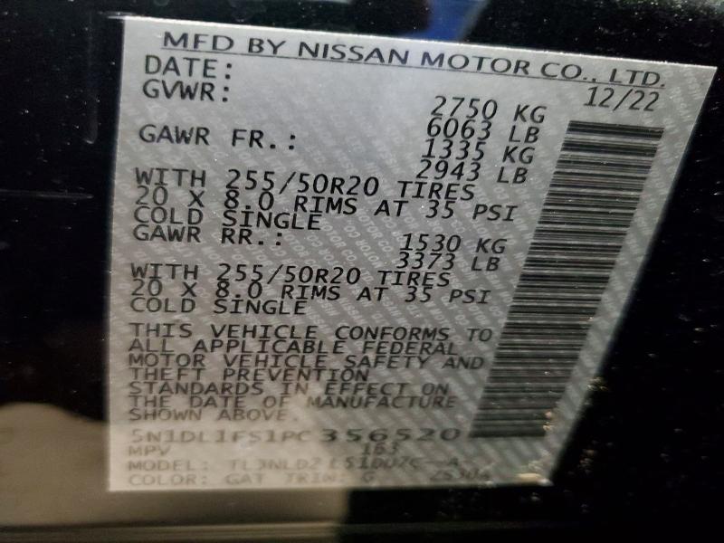63463646 :رقم المزاد ، 5N1DL1FS1PC356520 vin ، 2023 Infiniti Qx60 مزاد بيع