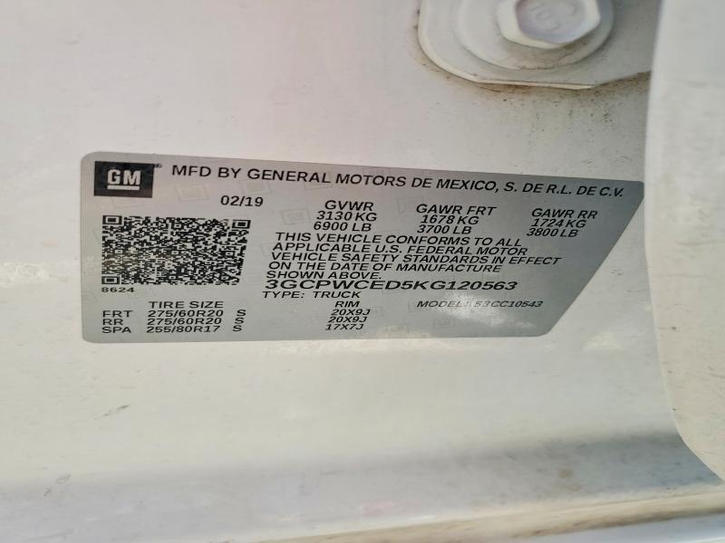 66063906 :رقم المزاد ، 3GCPWCED5KG120563 vin ، 2019 Chevrolet Silverado مزاد بيع