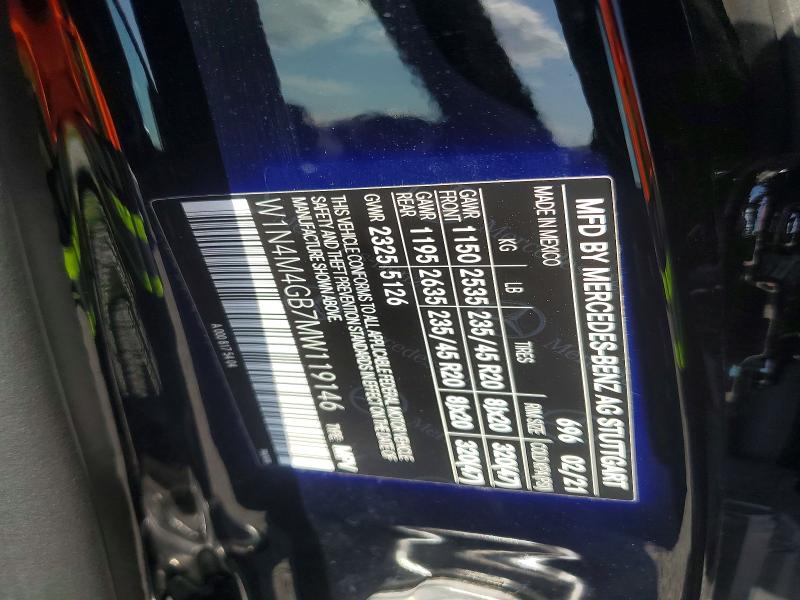 2021 Mercedes-benz Glb მანქანა იყიდება აუქციონზე, vin: W1N4M4GB7MW119146, აუქციონის ნომერი: 65492206