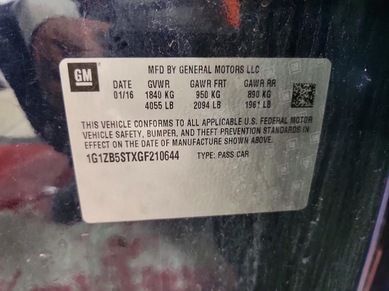 Продаж на аукціоні авто 2016 Chevrolet Malibu, vin: 1G1ZB5STXGF210644, номер лоту: 65136836