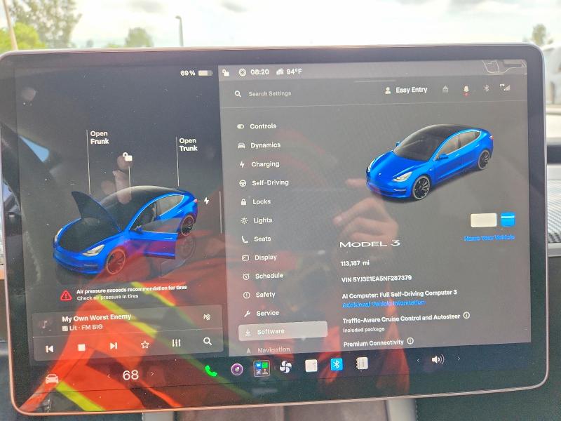 66130206 :رقم المزاد ، 5YJ3E1EA5NF287379 vin ، 2022 Tesla Model 3 مزاد بيع