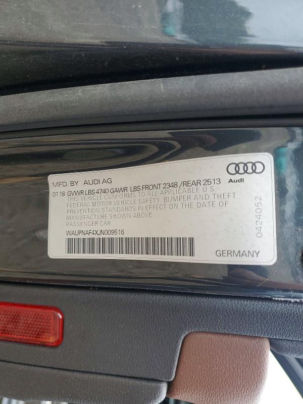 65798216 :رقم المزاد ، WAUPNAF4XJN009516 vin ، 2018 Audi A4 مزاد بيع