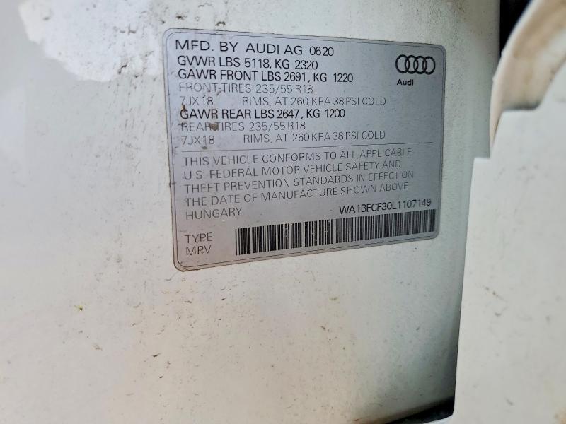 Aukcja sprzedaży 2020 Audi Q3, vin: WA1BECF30L1107149, numer aukcji: 64208826