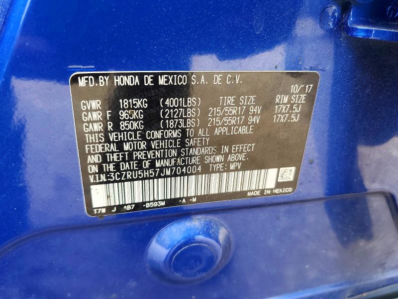Продажа на аукционе авто 2018 Honda Hr-v, vin: 3CZRU5H57JM704004, номер лота: 63677526