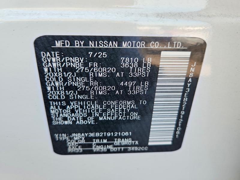 Продажа на аукционе авто 2026 Nissan Armada, vin: JN8AY3EB2T9121061, номер лота: 64029596