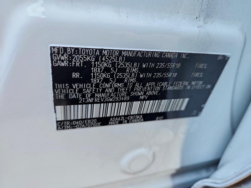 65570036 :رقم المزاد ، 2T3NFREV3GW293489 vin ، 2016 Toyota Rav4 مزاد بيع