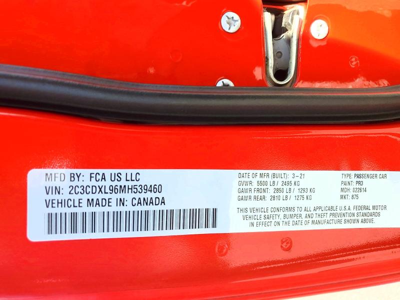 2021 Dodge Charger მანქანა იყიდება აუქციონზე, vin: 2C3CDXL96MH539460, აუქციონის ნომერი: 66500336
