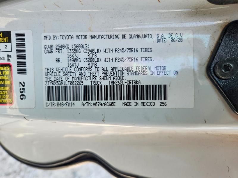 2020 Toyota Tacoma მანქანა იყიდება აუქციონზე, vin: 3TYRX5GN1LT002265, აუქციონის ნომერი: 63825666