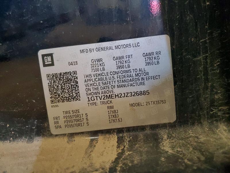 Продажа на аукционе авто 2018 Gmc Sierra, vin: 1GTV2MEH2JZ326885, номер лота: 65919726