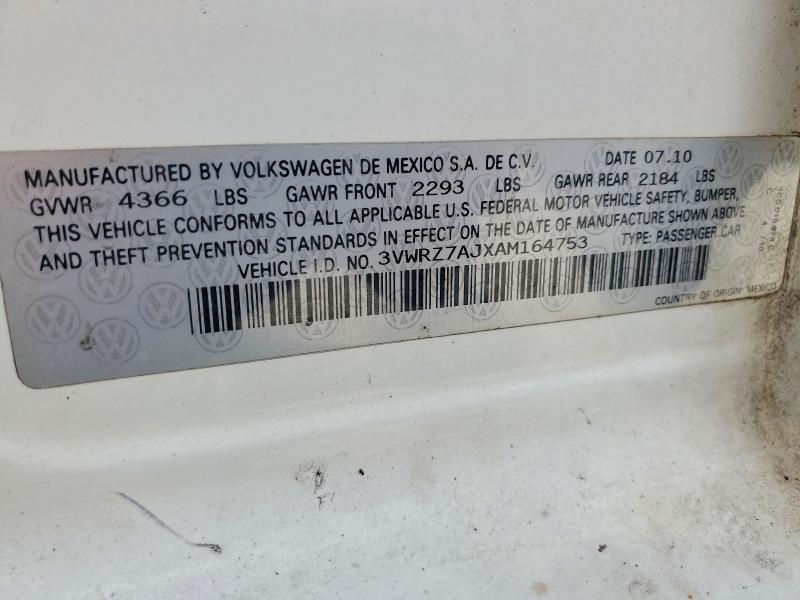 Продажа на аукционе авто 2010 Volkswagen Jetta, vin: 3VWRZ7AJXAM164753, номер лота: 64372146