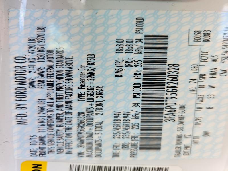 Продаж на аукціоні авто 2016 Ford Fusion, vin: 3FA6P0T95GR260328, номер лоту: 66309886