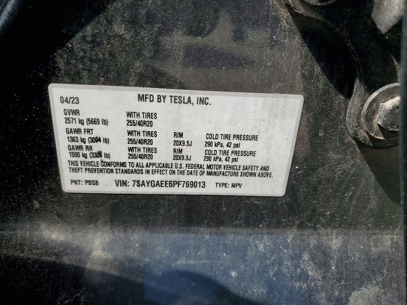 Продажа на аукционе авто 2023 Tesla Model Y, vin: 7SAYGAEE6PF769013, номер лота: 63937596