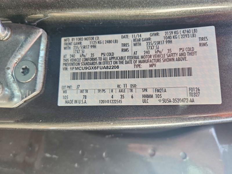 64547576 :رقم المزاد ، 1FMCU9GX6FUA82208 vin ، 2015 Ford Escape مزاد بيع