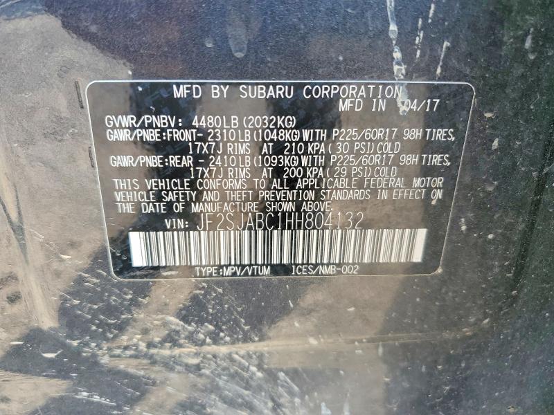 Aukcja sprzedaży 2017 Subaru Forester, vin: JF2SJABC1HH804132, numer aukcji: 63919716