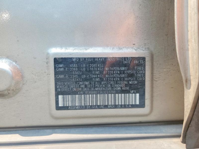 64759156 :رقم المزاد ، 4S4BRBLC5E3231798 vin ، 2014 Subaru Outback مزاد بيع