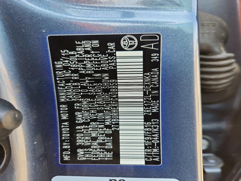 Продаж на аукціоні авто 2015 Toyota Corolla, vin: 2T1BURHEXFC408859, номер лоту: 64311506