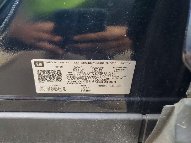 65181426 :رقم المزاد ، 3GNAXKEVXMS101908 vin ، 2021 Chevrolet Equinox مزاد بيع