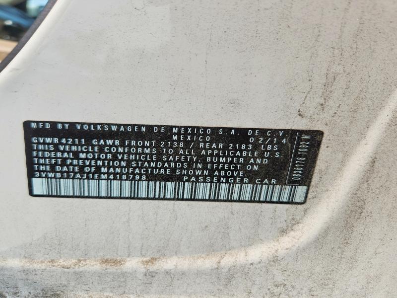Продаж на аукціоні авто 2014 Volkswagen Jetta, vin: 3VWB17AJ1EM418798, номер лоту: 65092086