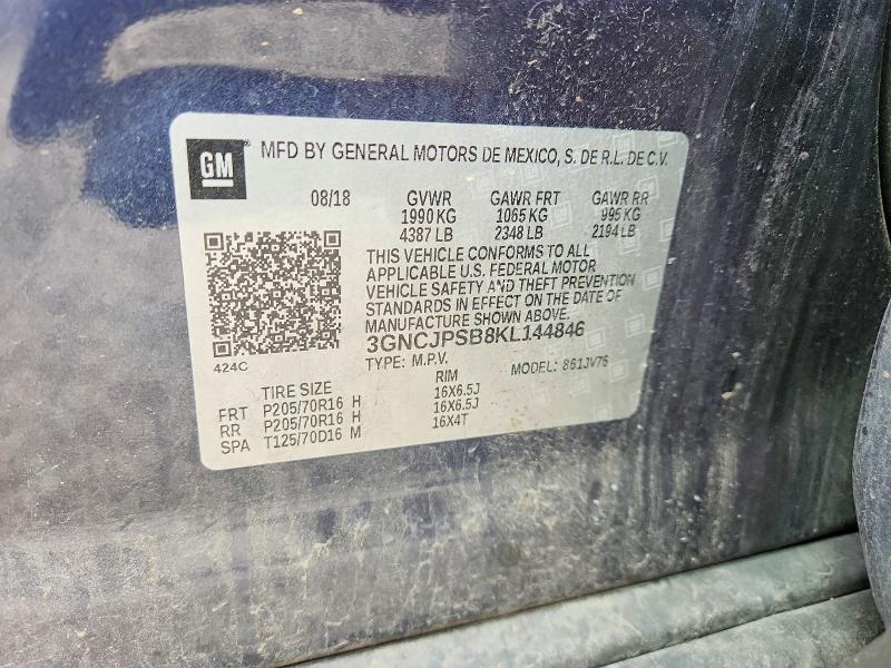 Aukcja sprzedaży 2019 Chevrolet Trax, vin: 3GNCJPSB8KL144846, numer aukcji: 64199816
