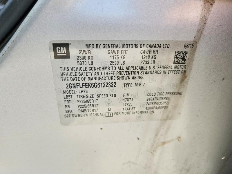 2016 Chevrolet Equinox მანქანა იყიდება აუქციონზე, vin: 2GNFLFEK6G6122322, აუქციონის ნომერი: 64123046