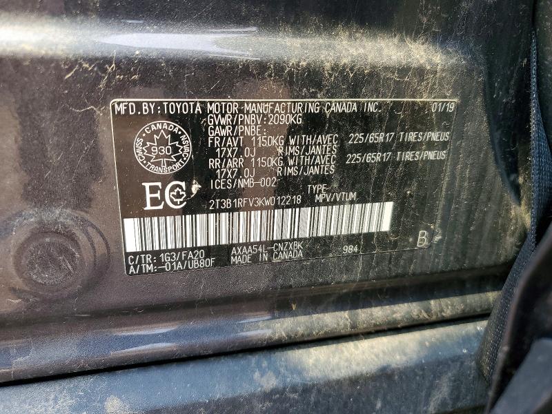 Продажа на аукционе авто 2019 Toyota Rav4, vin: 2T3B1RFV3KW012218, номер лота: 65816596