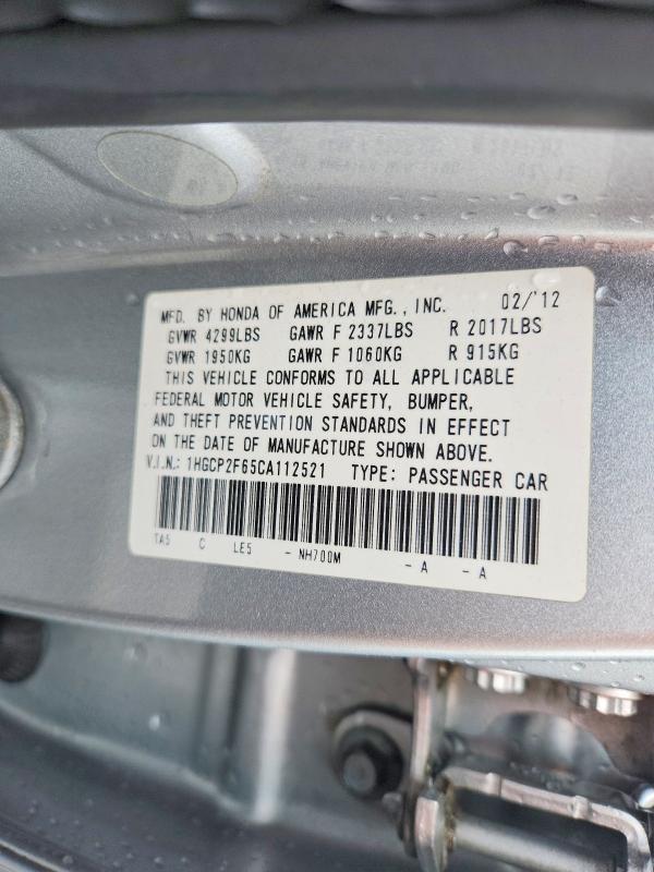 Aukcja sprzedaży 2012 Honda Accord, vin: 1HGCP2F65CA112521, numer aukcji: 63387926