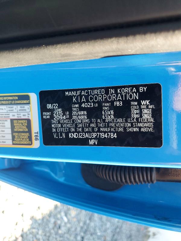 64437916 :رقم المزاد ، KNDJ23AU3P7194784 vin ، 2023 Kia Soul مزاد بيع
